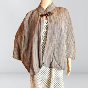 Vintage Harve Benard By Benard Holtzman Herringbone Pattern Wool Cape Poncho